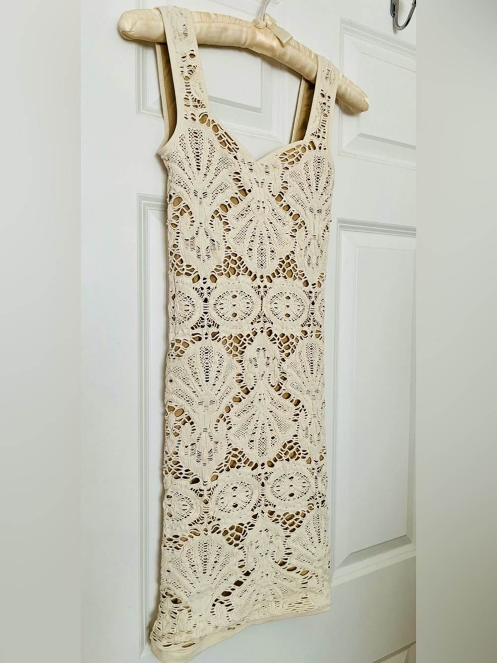 Free People Intimately Cream Crochet Lace Tank Dress Slip Sleep Nightgown